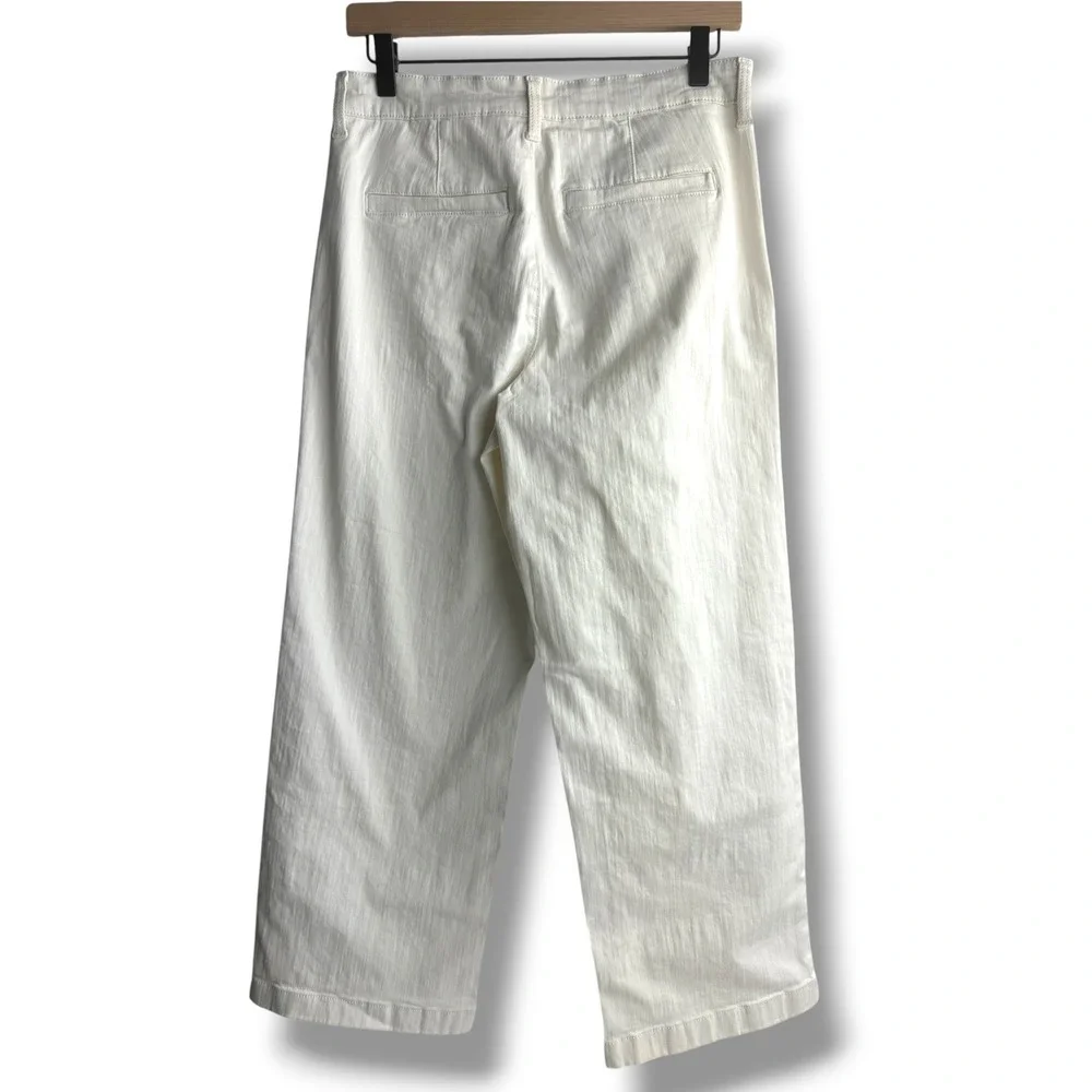 Ella Moss Wide Leg Pants Women 4 Cream Denim Cropped High Rise CJEMB0643-CRM